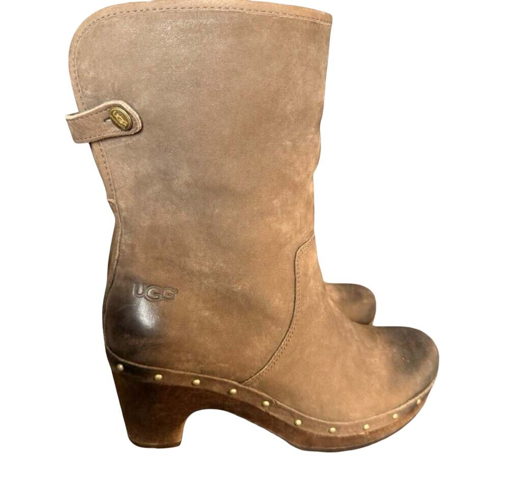 UGG Australia Brown Suede Shearling Clog Boots - Picture 5 of 7